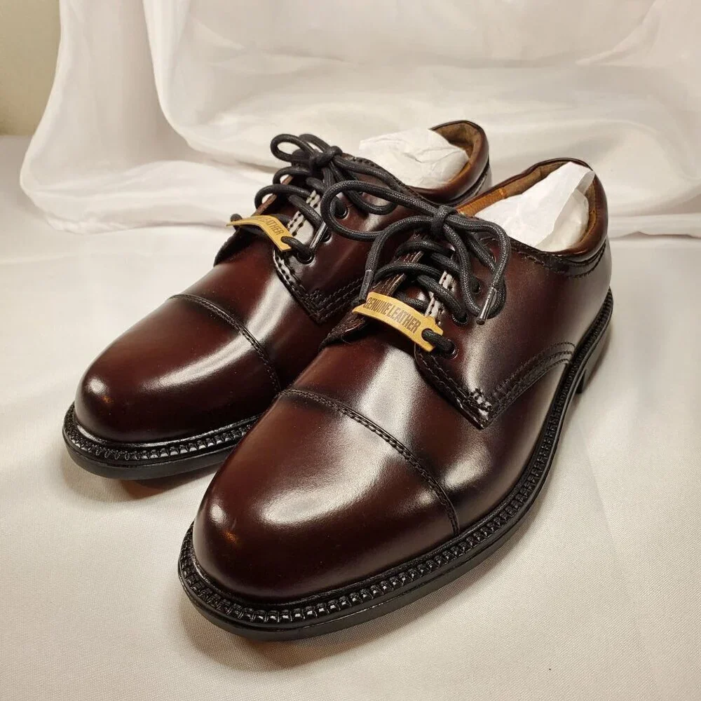 Dockers Mens Brown Gordon Cap-Toe Oxford Dress Shoes Size 8M Genuine Leather